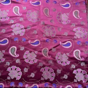 Asian inspired burgundy satin jacquard fabric yardage